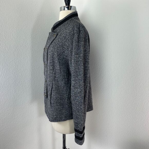 Y2K Tommy Hilfiger Heather Gray Military Knit Jacket XL Open Steampunk Goth Punk - Picture 5 of 12